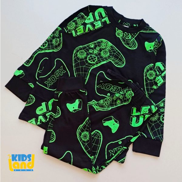 ست لباس راحتی بچگانه طرح Xbox مدل level up پیجامه پسرانه گیمینگ
