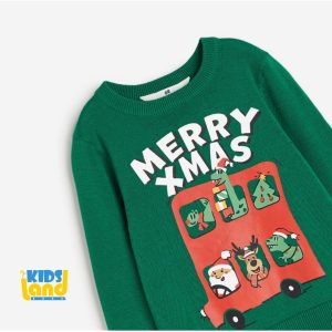 بافت سبز بچگانه کریسمسی H&M - سایز 4 سال تا 8 سال