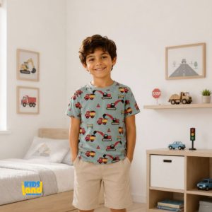 تیشرت نخی بچه گانه طرح ماشین آلات برند NEXT